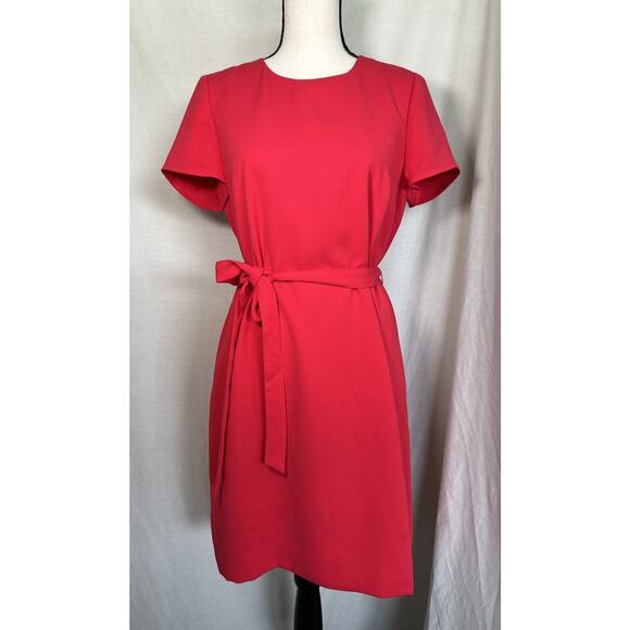 NEW J Crew Shift Suit Dress Crepe Cap-Sleeve Bright Cerise Red/Pink NWT Size 8 - Picture 3 of 15